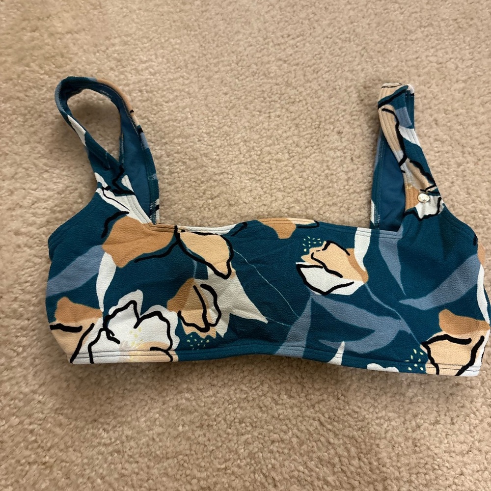 Roxy Teal and Tan Bikini Top